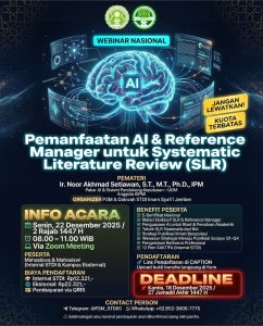 Read more about the article Webinar Nasional: Pemanfaatan AI dan Reference Manager untuk Systematic Literature Review (SLR)