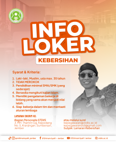 Read more about the article Lowongan Kerja Staf Kebersihan
