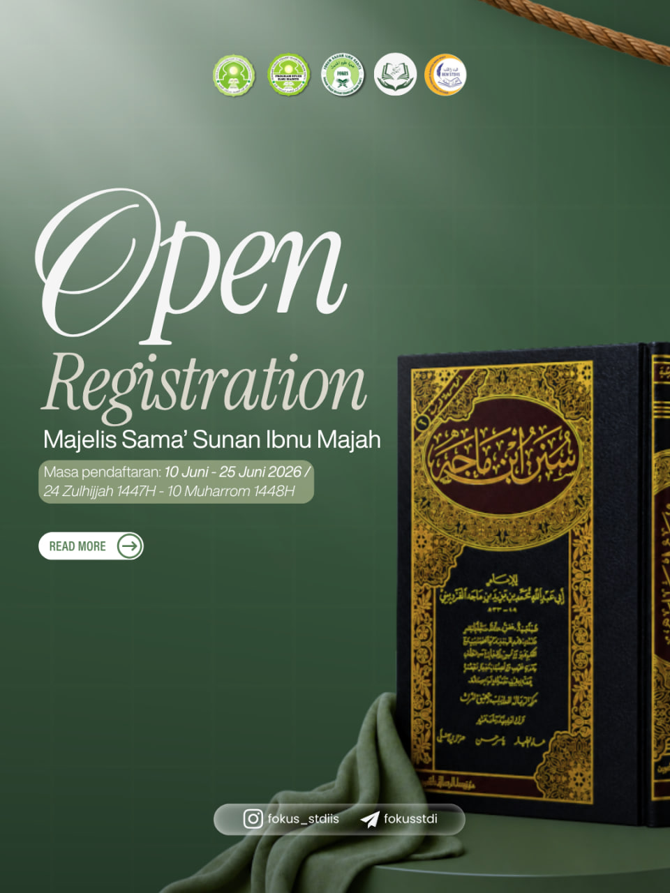Read more about the article STDI Imam Syafi’i Jember Buka Pendaftaran Majelis Sama’ Sunan Ibnu Majah Bersama Syaikh Dr. Sufyan Baswedan, M.A.